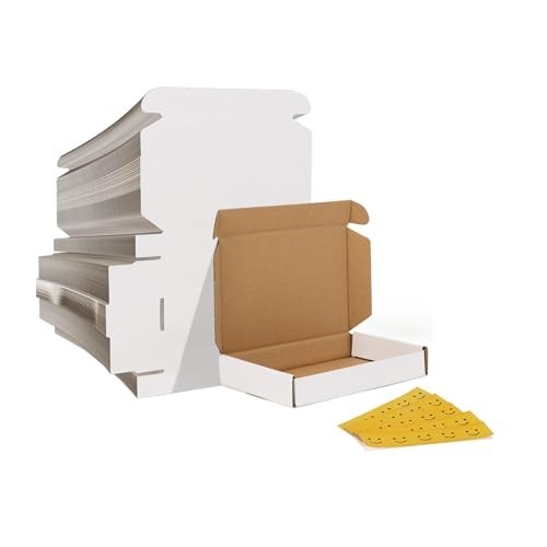 6x4x1 Shipping Boxes Set of 100, White Small Corrugated Cardboard Box, Mailer…