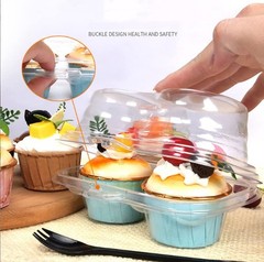 25Pcs Clear Cupcake Boxes with 2 Compartment,Plastic Stackable Cupcake Carrie…