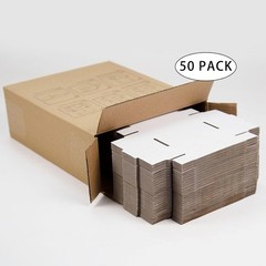 SUNLPH 50 Pack 4X4X1 Inches Small Shipping Boxes White Corrugated Cardboard Box