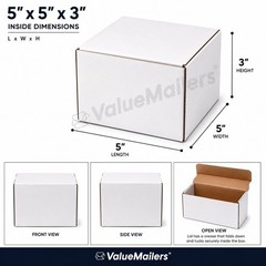 150 Mixed Size White Corrugated Mailer Shipping Boxes 5x5x3 7x4x2 8x3x2 50 Each