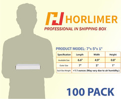HORLIMER 7x5x1 Shipping Boxes Set of 100, White Corrugated Cardboard Mailer Box