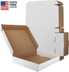 13X10X2 Inches Shipping Boxes Set of 25, White Small Corrugated Cardboard Box,