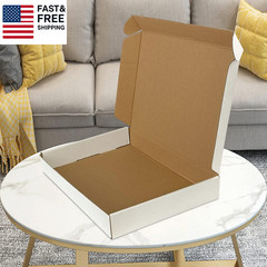 13X10X2 Inches Shipping Boxes Set of 25, White Small Corrugated Cardboard Box,