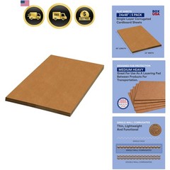 Double Wall Corrugated Cardboard Sheets, 24″ x 48″, Kraft Pack of 5,