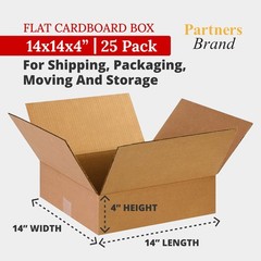 Partners Brand 14x14x4 Corrugated Cardboard Boxes, 8L x 6W x 4H , Pack of 25 | S