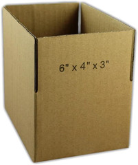 6 X 4 X 3 Inch Single Wall Rectangular Corrugated Cardboard Shipping Carton Pack