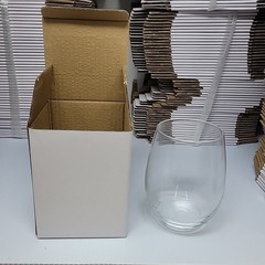 400 White Stemless Wine Glass Boxes 4.75×3.5×3.5 Retail Shipping Packaging