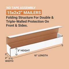 15″L x 2″W x 2″H Corrugated Shipping Boxes 50-Pack for Moving and Packing