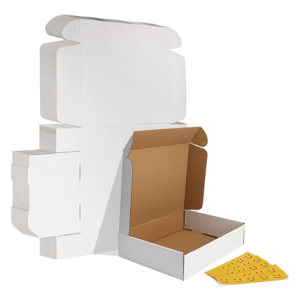 13x10x3 inches Shipping Boxes Set of 25 White Corrugated Cardboard Box Litera