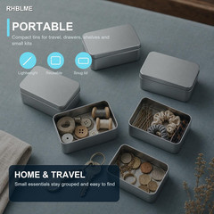 RHBLME 12 Pack Rectangular Tin Boxes with Lids, 4.9 X 3.6 X 1.8 Inch Empty Metal