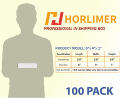 HORLIMER 6x4x1 Shipping Boxes Set of 100 White Corrugated Cardboard Mailer Box