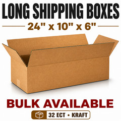 24x10x6 Corrugated Shipping Boxes 32 ECT Kraft Mailing Boxes 100-300 Pack