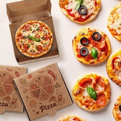 50 Pcs Mini Pizza 3.5 x 3.5 x 0.8 Inch Kraft Small Pizza Boxes Cookie Mini Pi…