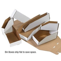 Open Top Bin Boxes, 8″ x 18″ x 4 1/2″, Oyster White (Pack of 50)