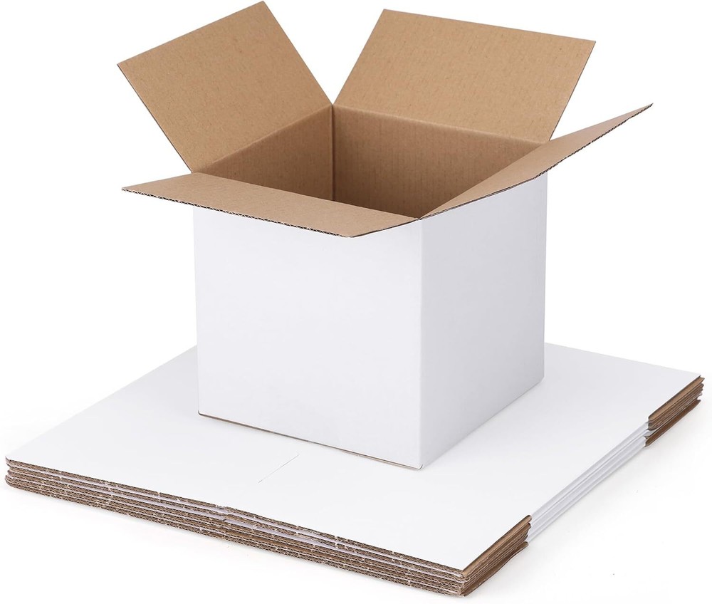 Shipping Boxes 6x6x6 Set Of 6, White Corrugated Cardboard Box For Mailing