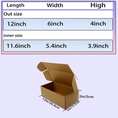 12x6x4 inch Shipping Boxes Bulk 20 Pack, Brown Corrugated Cardboard Mailers