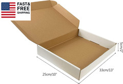 13X10X2 Inches Shipping Boxes Set of 25, White Small Corrugated Cardboard Box,