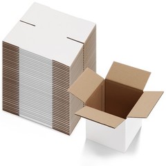 6x6x6 Inches Shipping Boxes Set of 40, White Corrugated Cardboard Box for Pac…