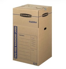 Bankers Box Tall Wardrobe Box 24x24x40 Inches Tape-Free Moving Storage x3
