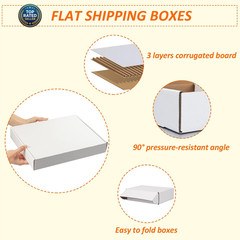 13X10X2 Inches Shipping Boxes Set of 25 White Corrugated Cardboard Box