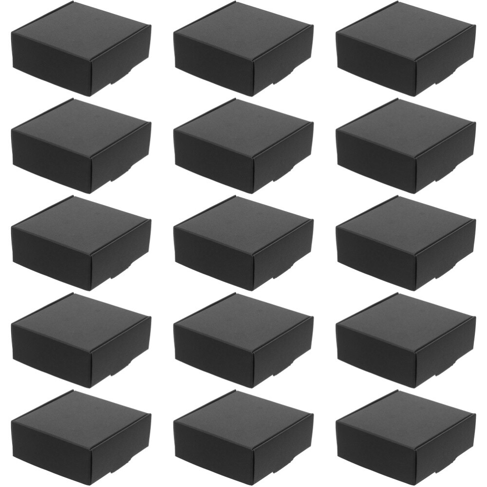 15pcs Small Corrugated Mailer Boxes with Lids for Mailing and Packaging Black