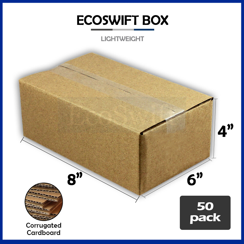 50 8x6x4 EcoSwift Cardboard Packing Moving Shipping Boxes Corrugated Box Cartons