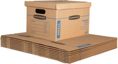 Small Classic Moving Box 10 Pack, Reinforced Handles, Tape-Free Assembly, Box wi