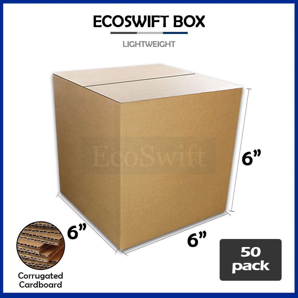 50 6x6x6 EcoSwift Cardboard Packing Moving Shipping Boxes Corrugated Box Cartons