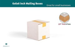 Jiazalpak White 6x6x6 inches Shipping Boxes, Corrugated Cardboard 6×6 Box for Sm