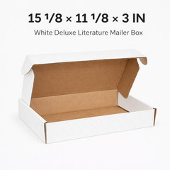 15 1/8 x 11 1/8 x 3 White Literature Mailer Boxes ECT-32 Corrugated Case of 50