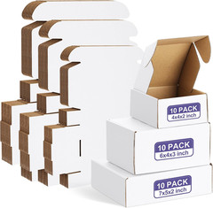 Eupako 30 Pack Small Shipping Boxes Assorted Sizes, 4X4X2, 6X4X3, 7X5X2-10 PCS E