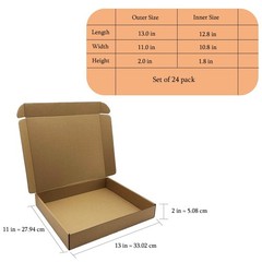 13x11x2 inches Shipping Boxes Set of 24, Brown Corrugated Mailing Cardboard B…