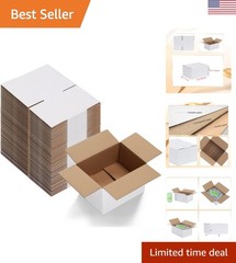 40-Pack White Cardboard Shipping Boxes 8x6x4 – Eco-Friendly & Easy to Assemble