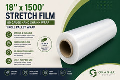 18″ x 1500′ 80 Gauge Stretch Film Hand Pallet Wrap Shrink Wrap 1 2 4 Rolls