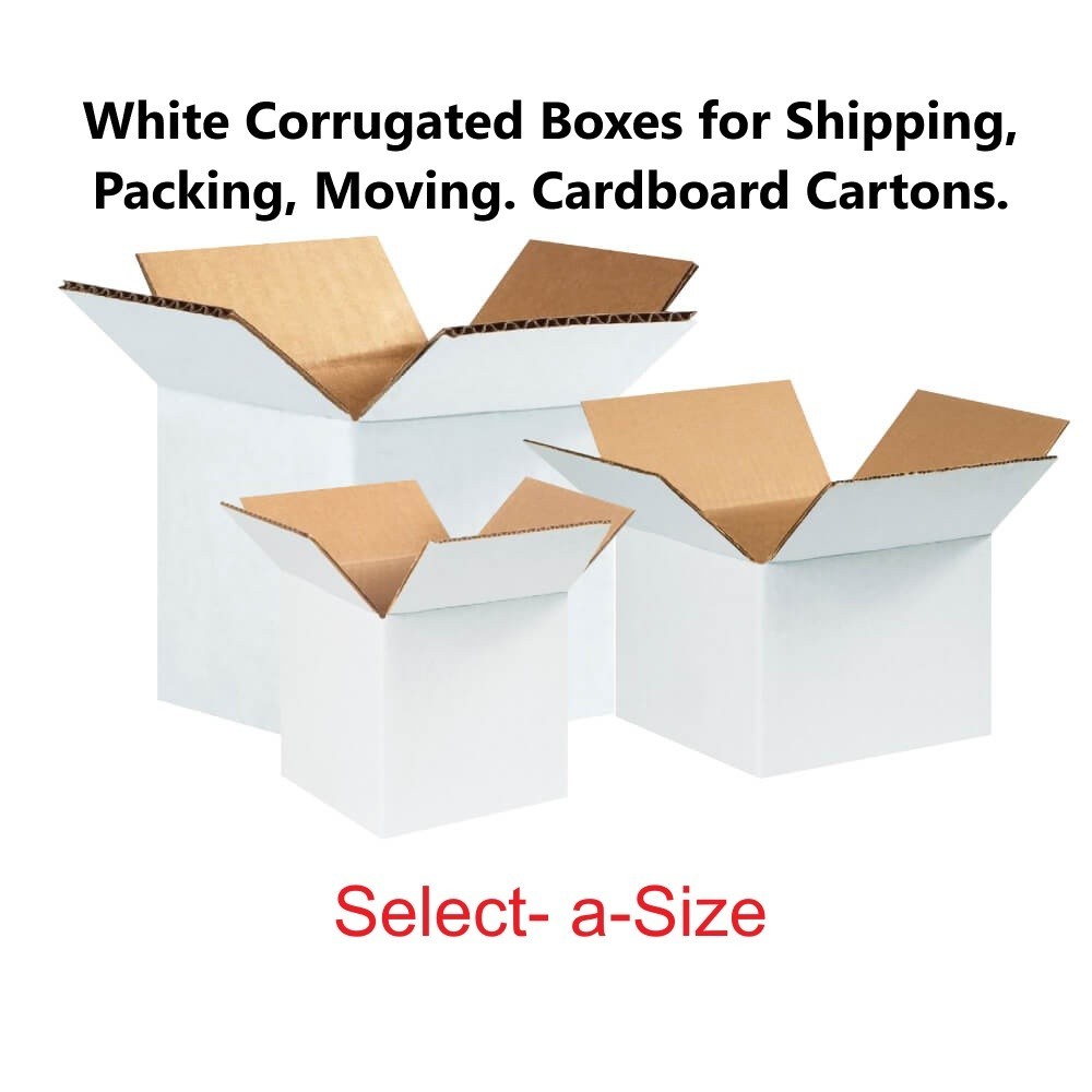 25 6″x6″x6″ White Corrugated Boxes Shipping Packing Moving Cardboard Cartons