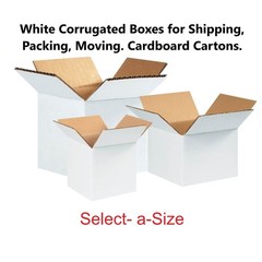 25 6″x6″x6″ White Corrugated Boxes Shipping Packing Moving Cardboard Cartons