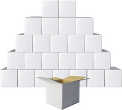 6X6X6 Inches Shipping Boxes Set of 25, White Corrugated Cardboard Box for Packin