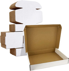 13X10X2 Inches Shipping Boxes Set of 25, White Corrugated Cardboard