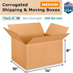 Medium Moving & Boxes 14x10x8 Inches (10-Pack) – Extra Strength 200 Lb Vs