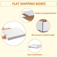 13x10x2 inches Shipping Boxes Set of 25, White Corrugated Cardboard Box Literatu