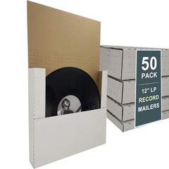 50 Pack 12.5×12.5×2″ Vinyl Record Mailers, Height-Adjustable for LPs