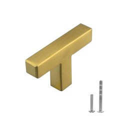 Modket Euro Square Cabinet Handle Pull 304 Stainless Steel 2″ Knob, Brushed S…