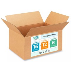 Medium Shipping & Moving Boxes 16 x 12 x 8 inches (5-Pack) – Extra Strength 2…