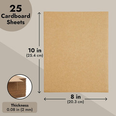 25 Pack Corrugated Cardboard Sheets, 8X10 Flat Card Boards Inserts for Crafts,