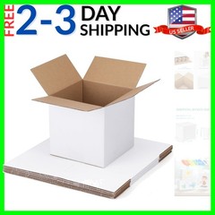 Shipping Boxes 6x6x6 Set of 6, White Corrugated Cardboard Box for Mailing Bus…
