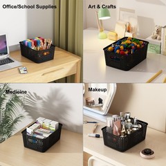 Black Plastic Storage Baskets with Lids 12 Pack Stackable Storage Bins Contai…