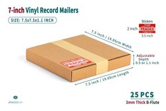 7 Inch 45 RPM Record Mailers (NOT for 12 LPs), 7.5 x 7.5 x 1.1 Inch Corrugated S
