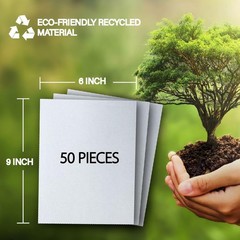 50 Packs 6×9 inches Cardboard Sheets, Premium White Corrugated Cardboard Back…
