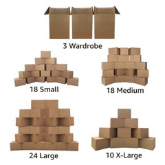 UBMOVE 7 Room Wardrobe Kit 70 Corrugated Moving Boxes with Packing Supplies