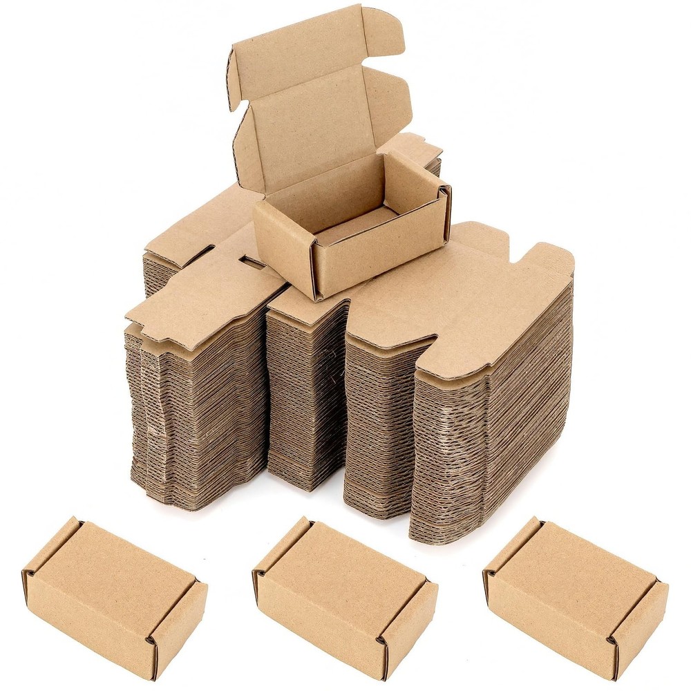 50Pcs Foldable Kraft Boxes Rectangular Boxes Recyclable Cardboard for Packing…